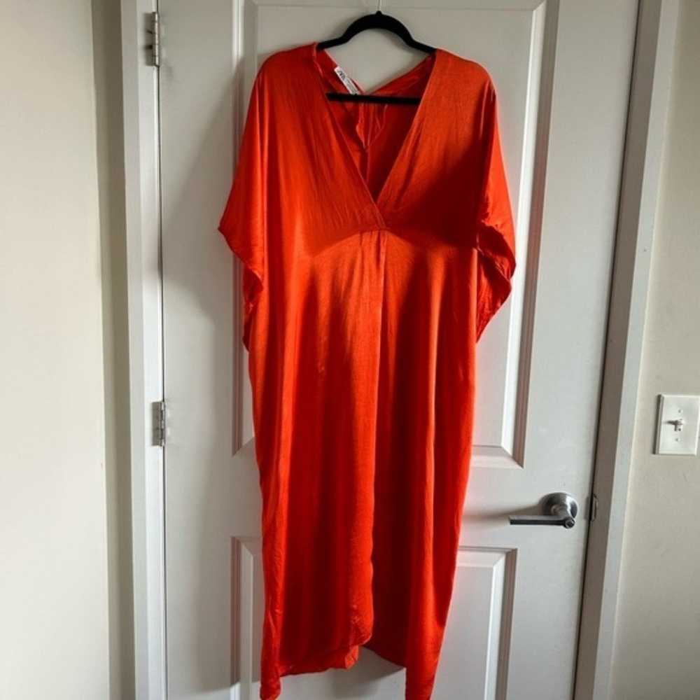Zara Blogger Favorite Orange Satin Maxi Tunic Kaf… - image 2