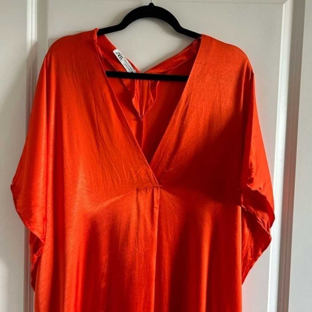 Zara Blogger Favorite Orange Satin Maxi Tunic Kaf… - image 3