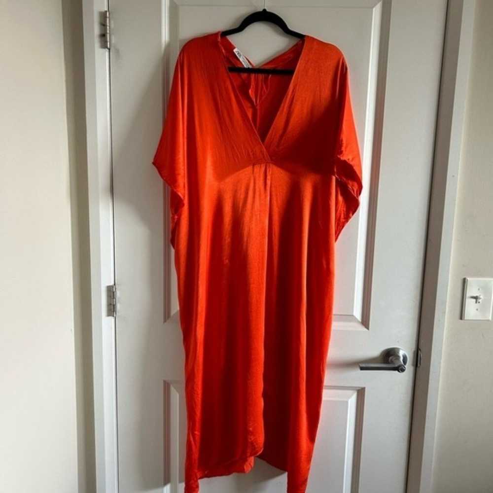 Zara Blogger Favorite Orange Satin Maxi Tunic Kaf… - image 5