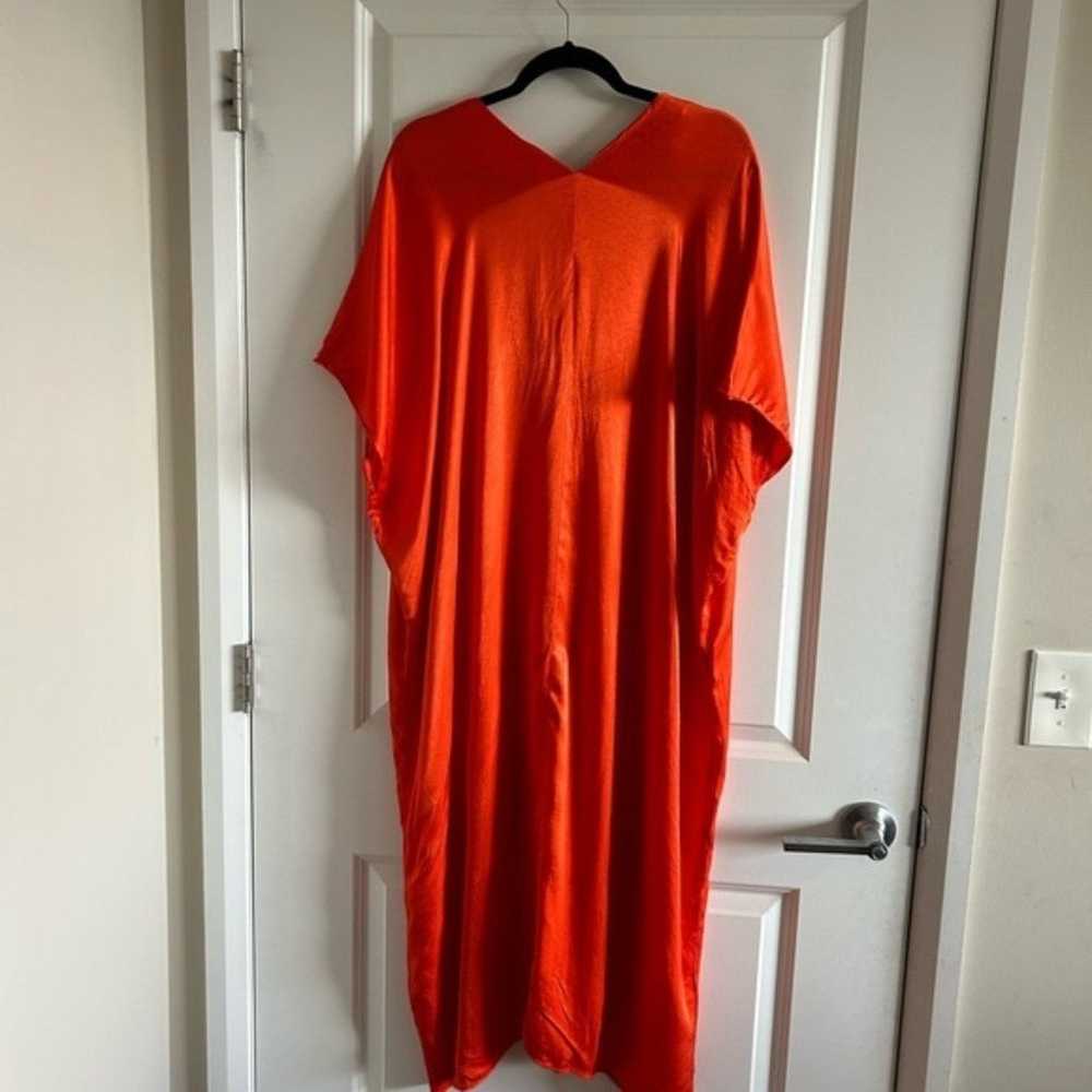 Zara Blogger Favorite Orange Satin Maxi Tunic Kaf… - image 8