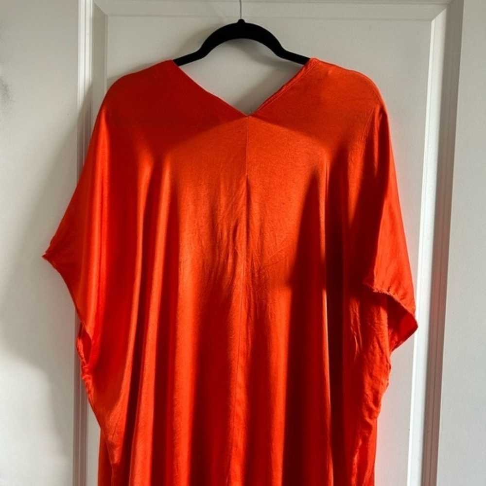 Zara Blogger Favorite Orange Satin Maxi Tunic Kaf… - image 9