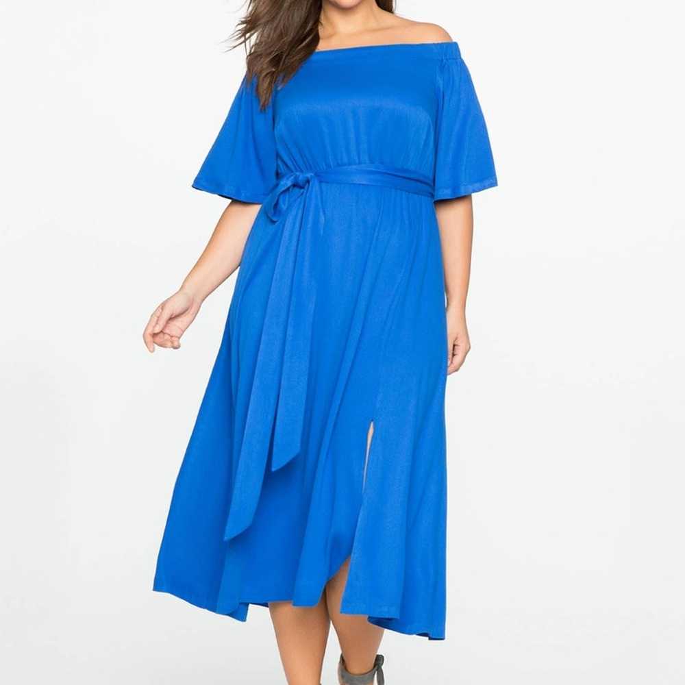 Eloquii Off The Shoulder Midi Dress Blue Size 14/… - image 10