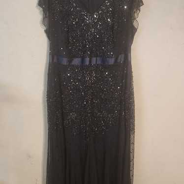 NAVY ADRIANNA PAPELL SEQUIN GOWN