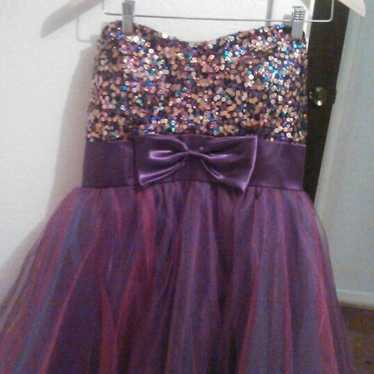 Strapless Purple Sparkle Dress
