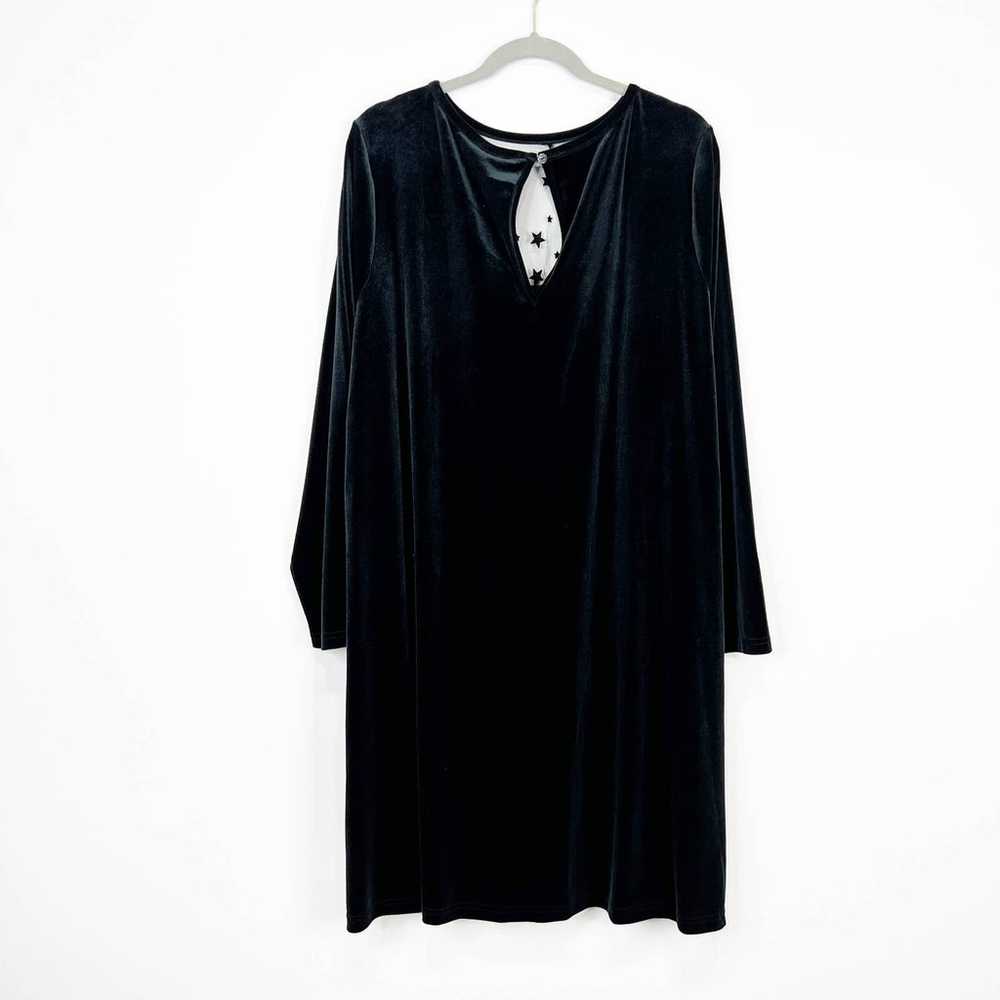 ModCloth dress black velvet sheer stars neckline … - image 2