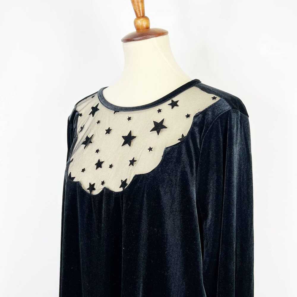 ModCloth dress black velvet sheer stars neckline … - image 4