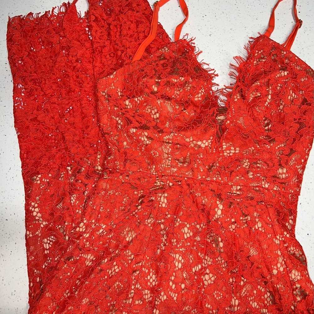 House of CB - Edeta orange lace plunge dress - image 3