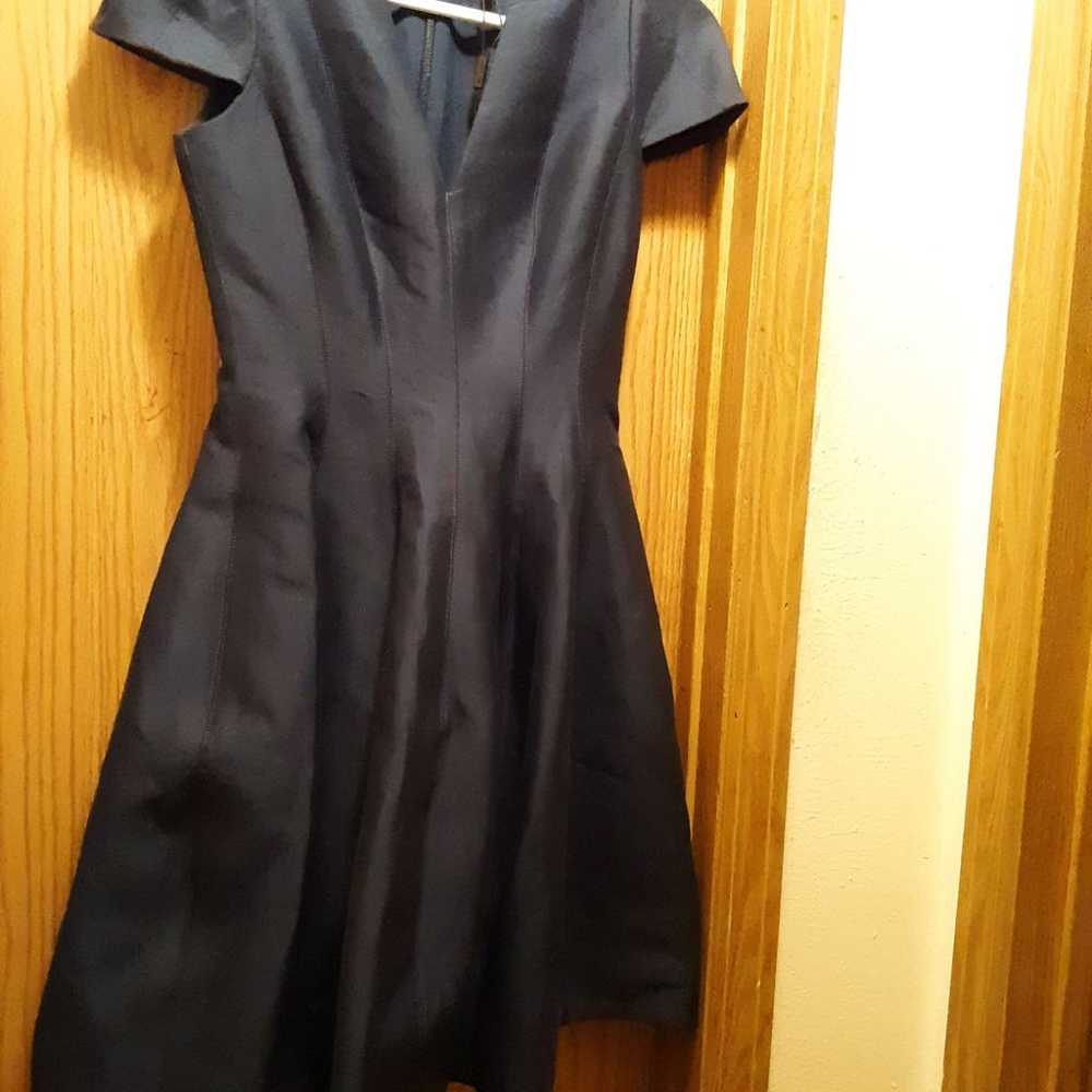 Halston Heritage Blue Structured Faille Dress Sz … - image 2