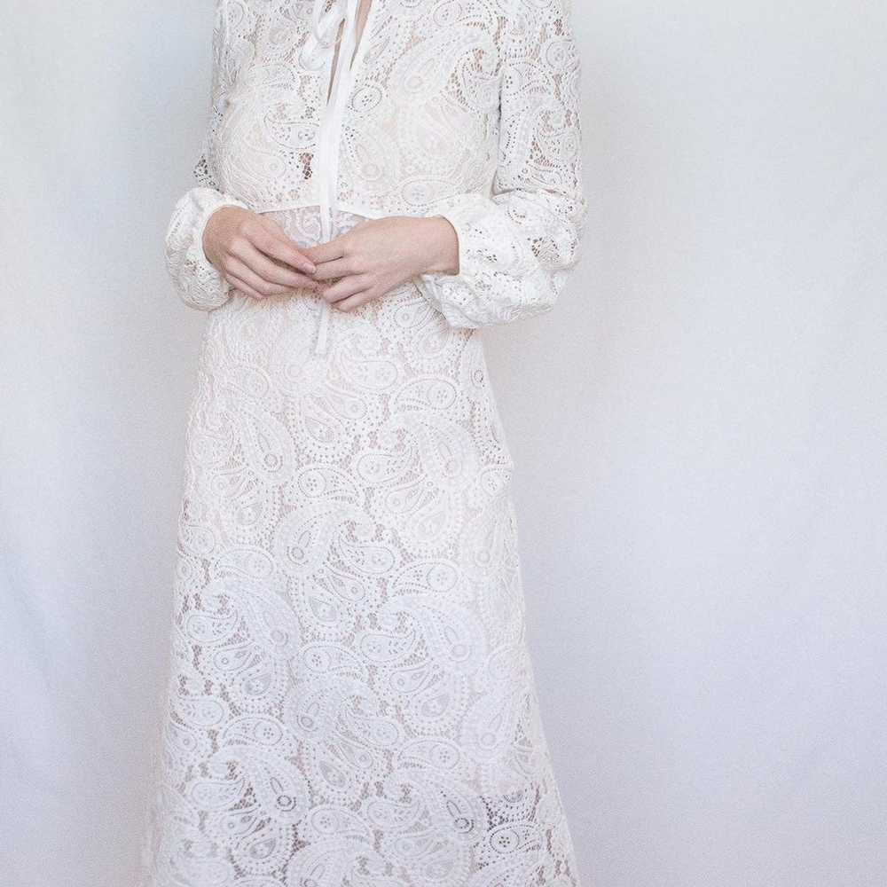 White Ruffle Lace Midi Dress - image 2