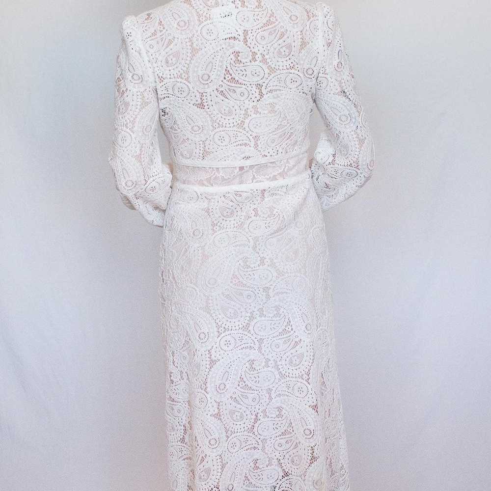 White Ruffle Lace Midi Dress - image 4