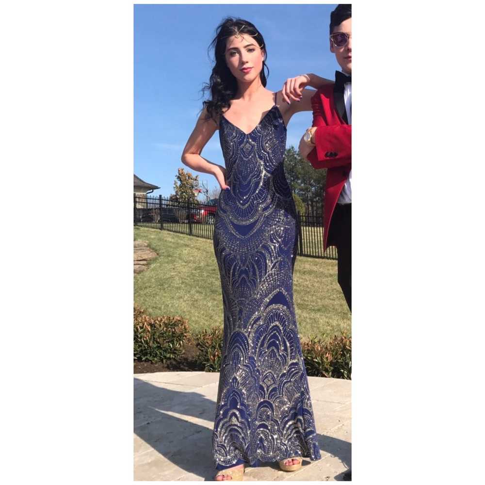 gold sparkly navy prom mermaid jump - image 1