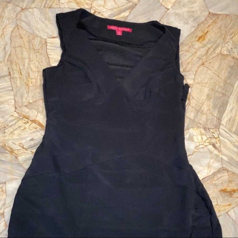 Bandage V Neck Little Black Dress LBD Sleeveless - image 3