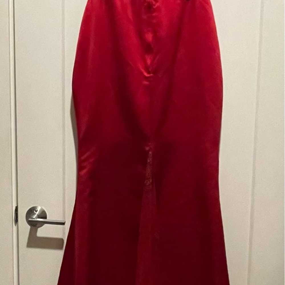 Custom design off the shoulder red dress - image 5