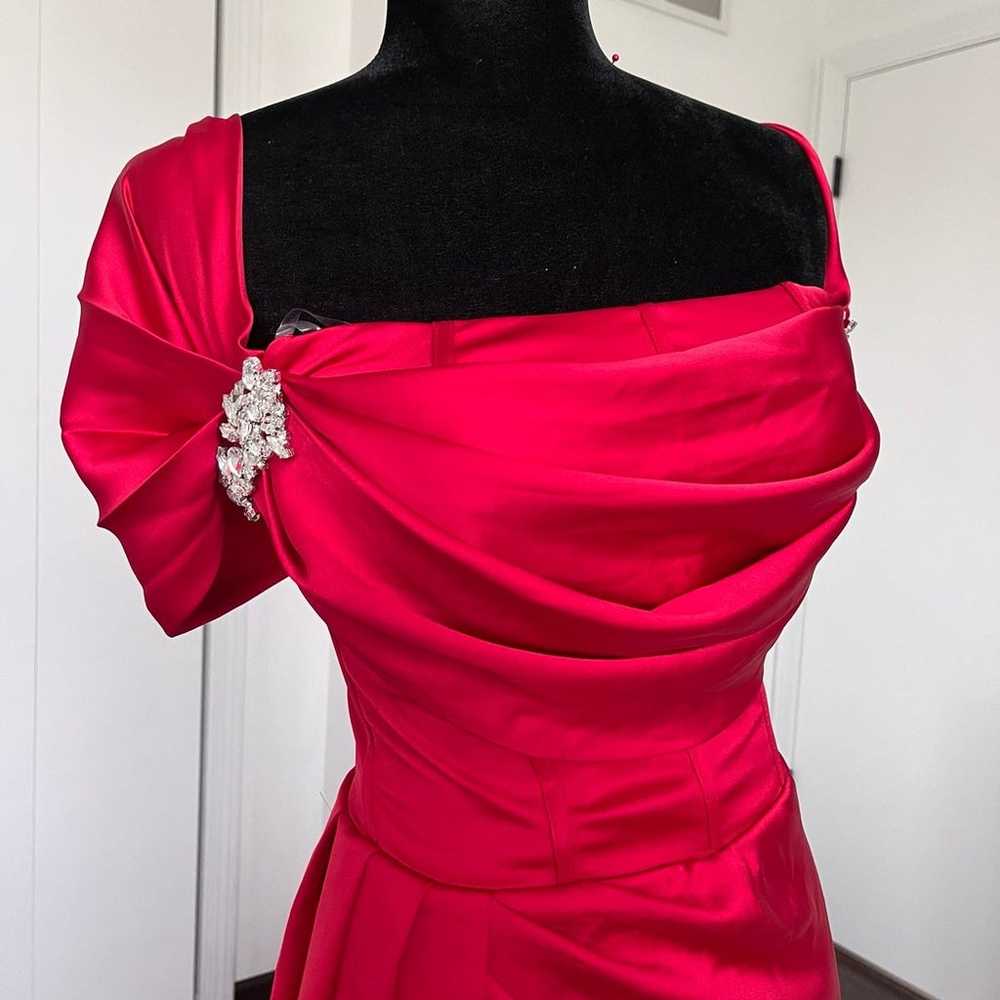 Red silk dress - image 2