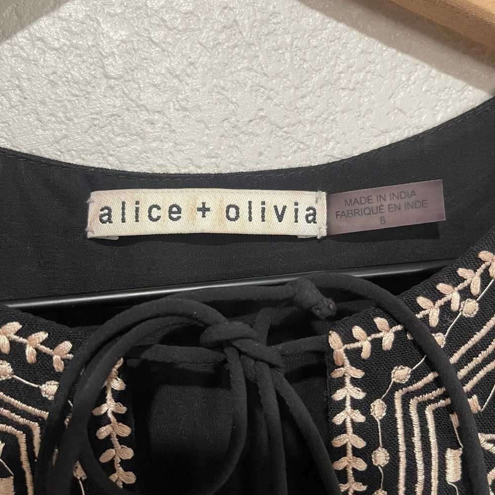 Alice + Olivia Jolene Dress Woven Black Embroider… - image 10