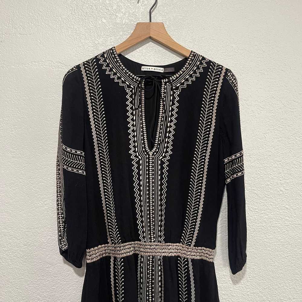 Alice + Olivia Jolene Dress Woven Black Embroider… - image 3