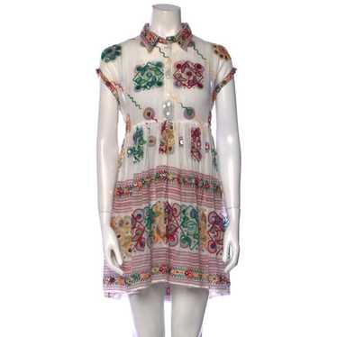 Juliet Dunn Shirt Dress White Embroidered Accents - image 1