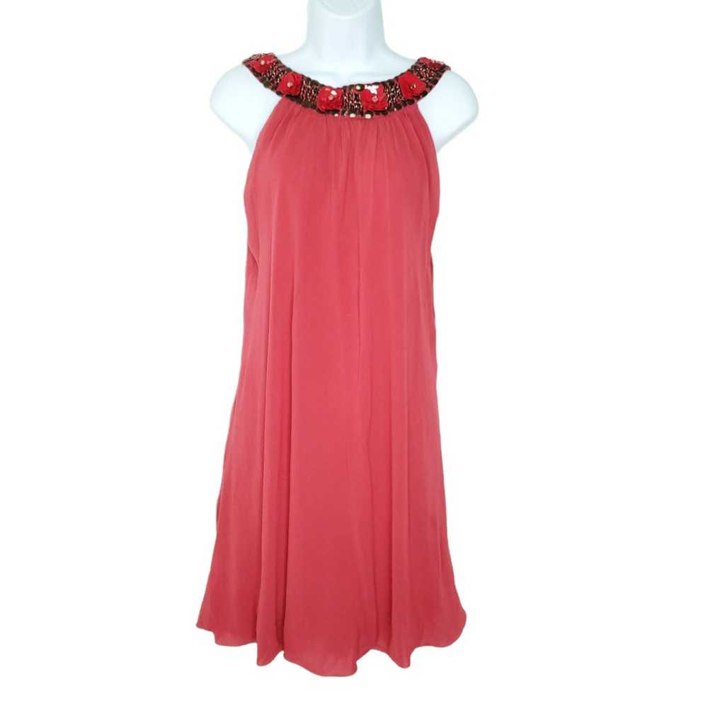 Space Style Concept Silk Chiffon Dress M Red Embe… - image 1