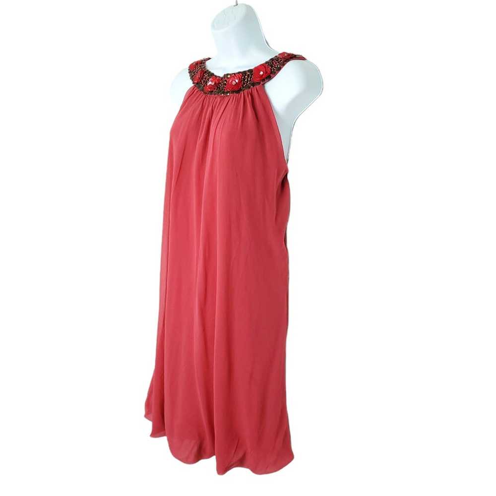Space Style Concept Silk Chiffon Dress M Red Embe… - image 4