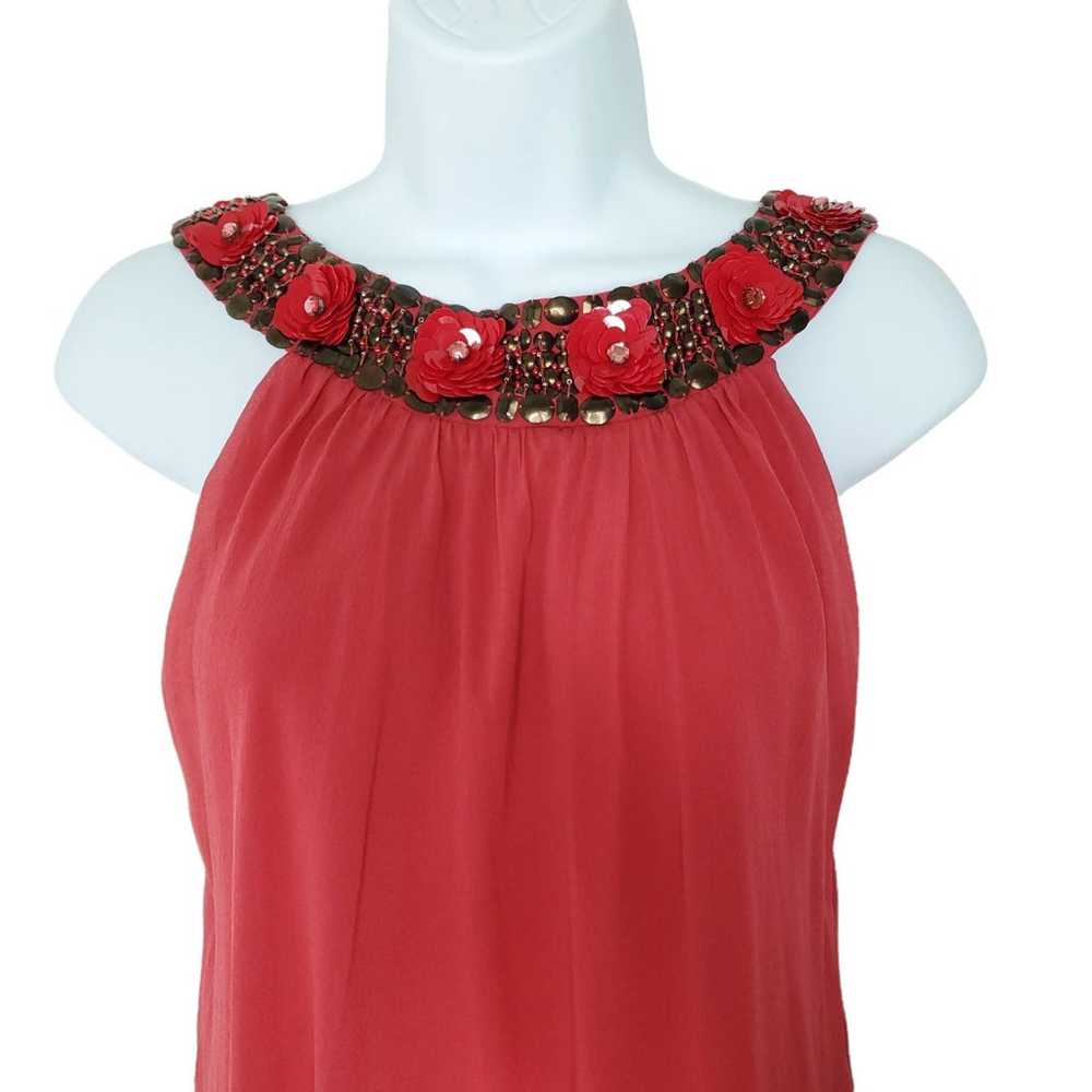 Space Style Concept Silk Chiffon Dress M Red Embe… - image 5