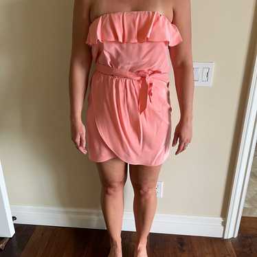 Peach/Pink Silk Mini Dress - image 1