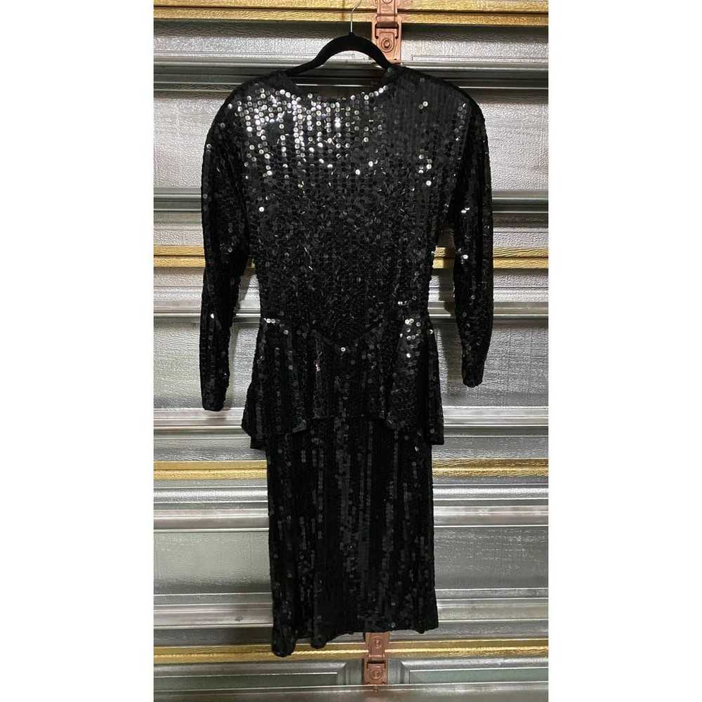 Vintage 1980's I. Magnin Sequin Black Dress Size … - image 1
