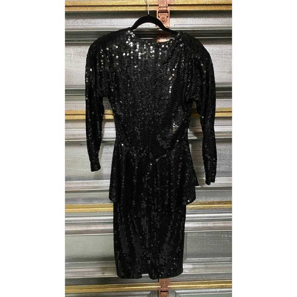 Vintage 1980's I. Magnin Sequin Black Dress Size … - image 3