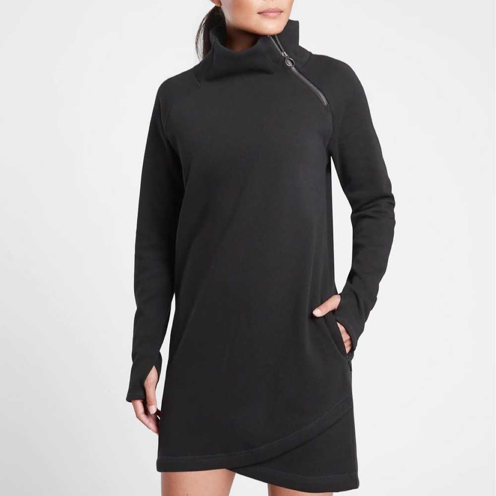 Athleta cozy karma Asym sweatshirt dress black LA… - image 1