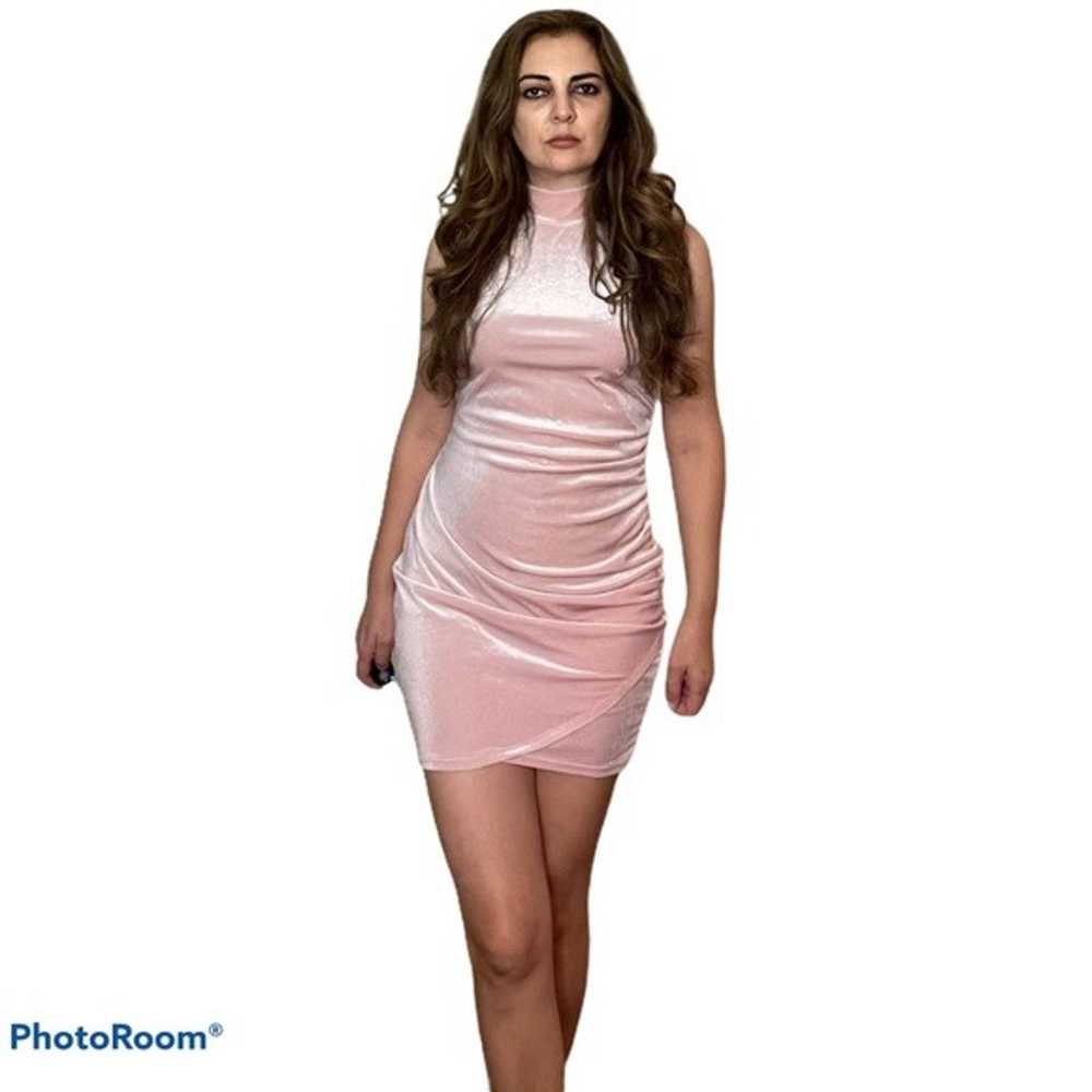 Love, Fire Dusty Pink Velour Bodycon Mini Dress L - image 2