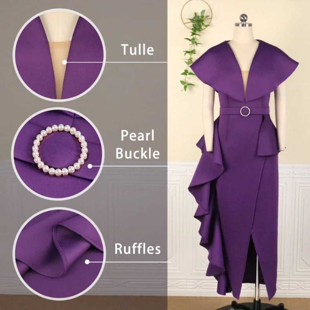 Plus Size Irregular Purple Ruffle Elegant Dress - image 2