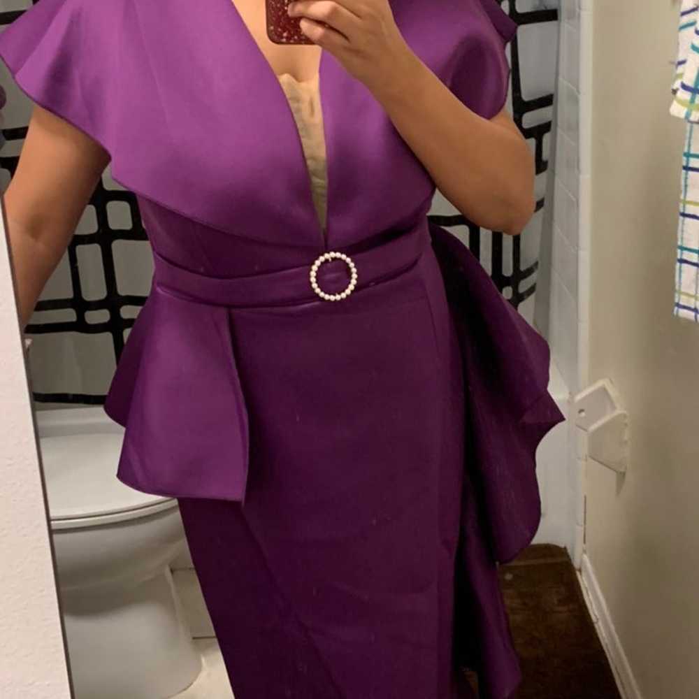 Plus Size Irregular Purple Ruffle Elegant Dress - image 9