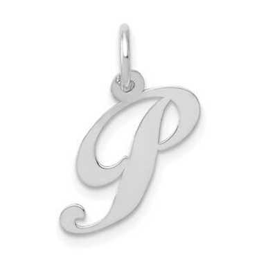 10k White Gold Small Fancy Script Initial P Charm - image 1