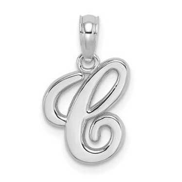 10k White Gold Polished C Script Initial Charm - image 1