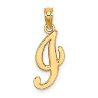 10k Yellow Gold Polished I Script Initial Charm - image 1