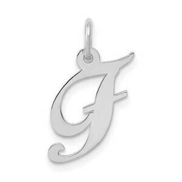 10k White Gold Small Fancy Script Initial F Charm - image 1