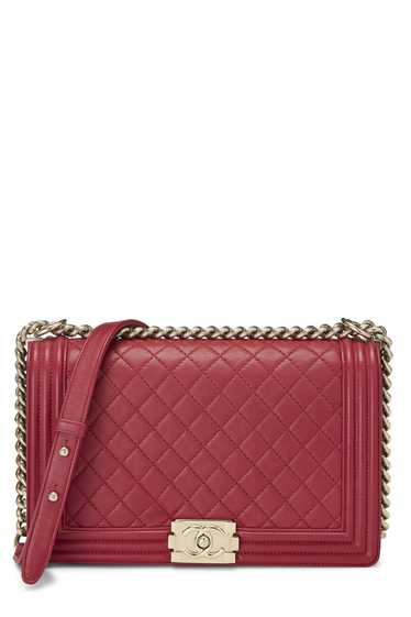 Pink Quilted Lambskin Boy Bag Medium