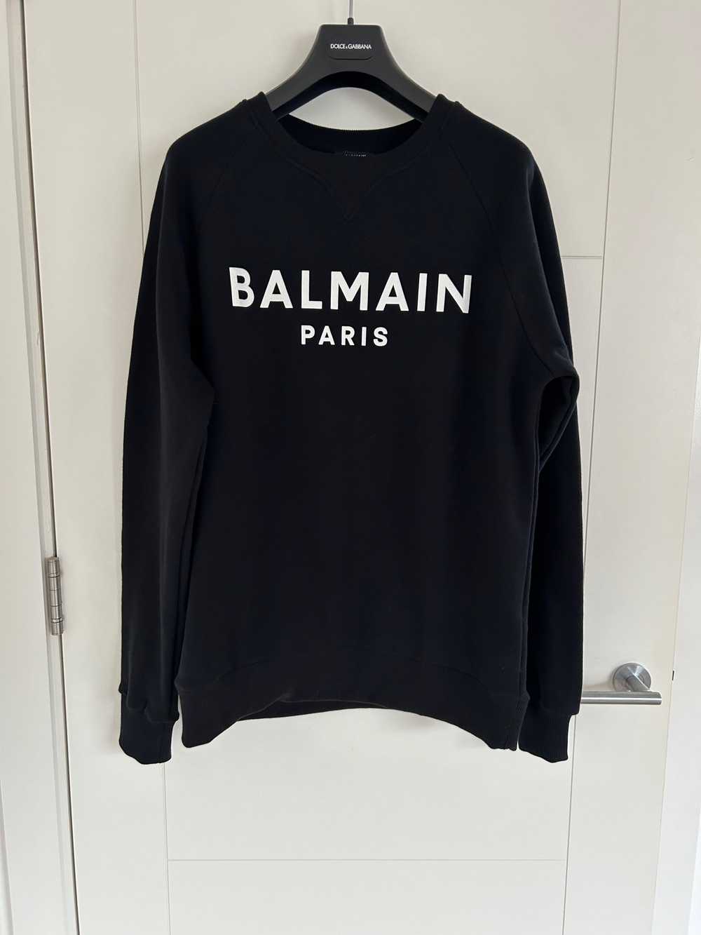 Balmain Black Cotton Logo Print Sweatshirt - image 2
