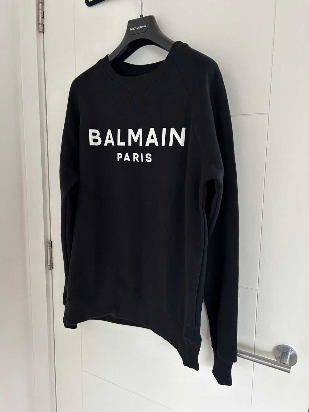 Balmain Black Cotton Logo Print Sweatshirt - image 3