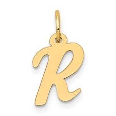 10k Yellow Gold Small Script Initial R Charm - image 1