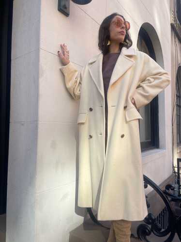 80s/90s Ivory Wool Coat, medium