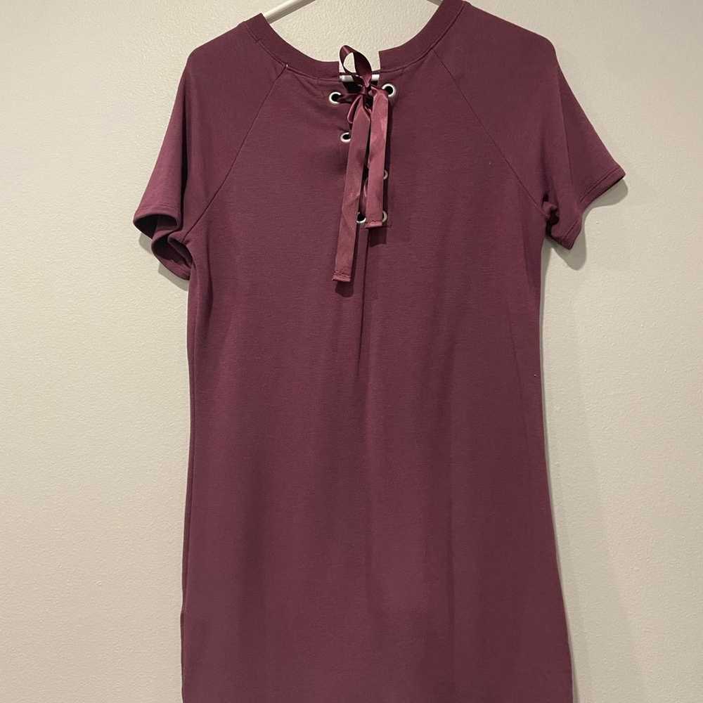 Maroon T-shirt Dress - image 2