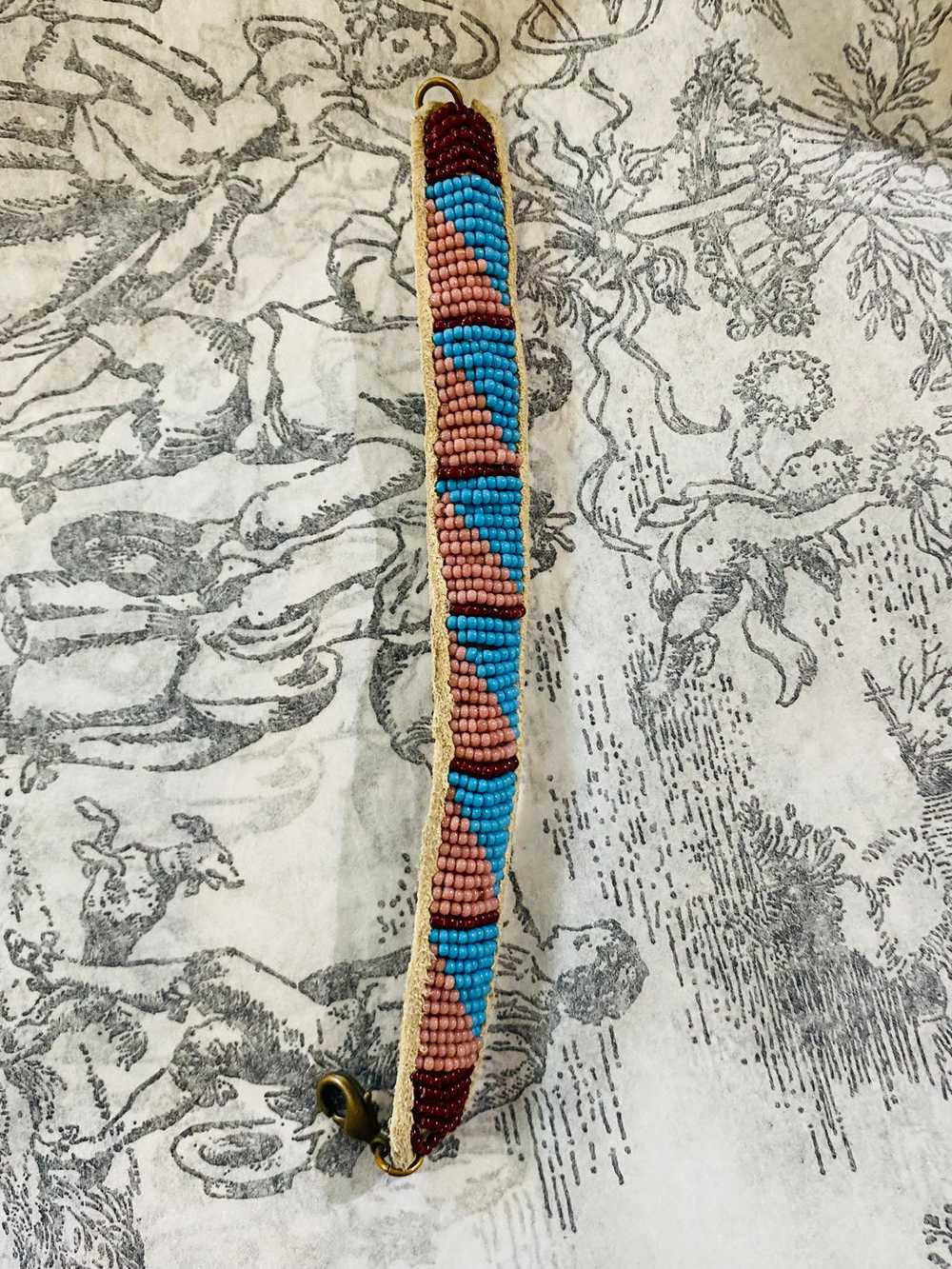 Vintage Aqua and Purple Beaded Bracelet - image 2