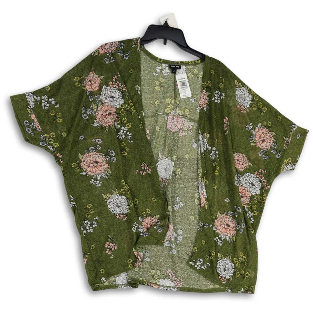 Torrid NWT Womens Green Floral Dolman Sleeve Open… - image 1