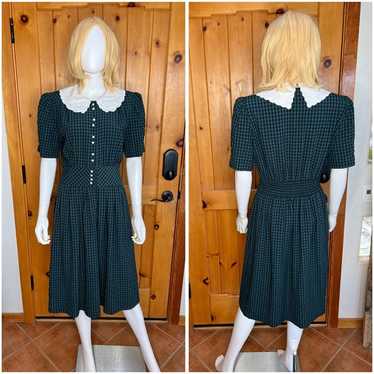 Vintage 1980s Gingham Pattern Schoolgirl Dress - image 1