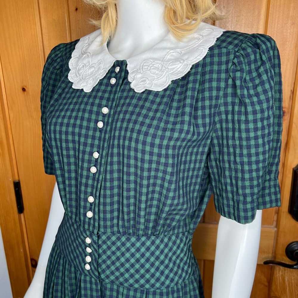 Vintage 1980s Gingham Pattern Schoolgirl Dress - image 2