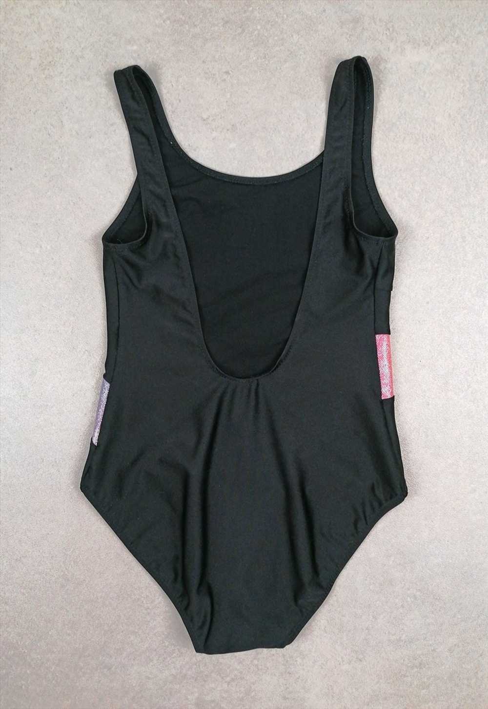 90's Retro Swimsuit One Piece Swimwear Black Spar… - image 5