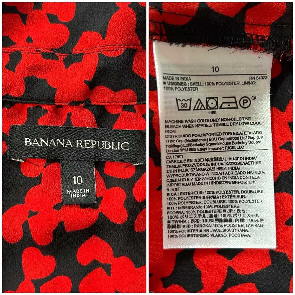 Banana Republic Black & Red Heart Printed Button … - image 6