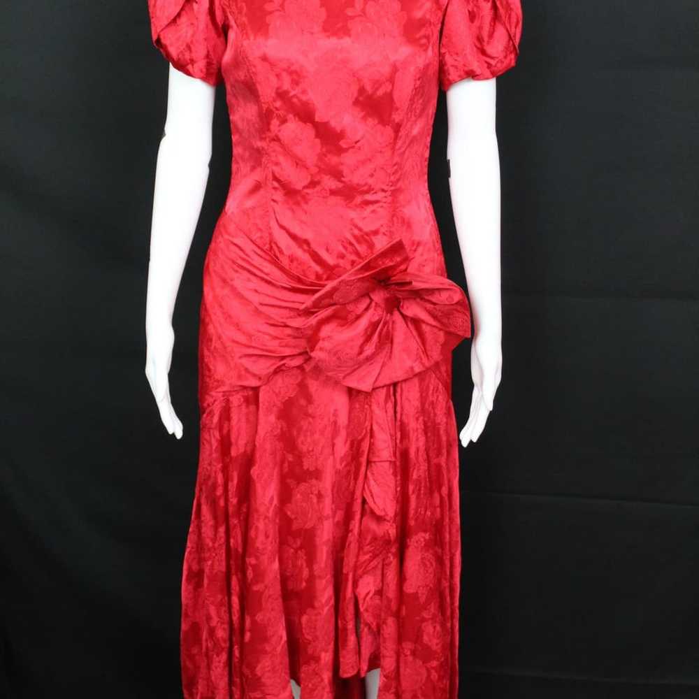 1980s red rose dress - image 2