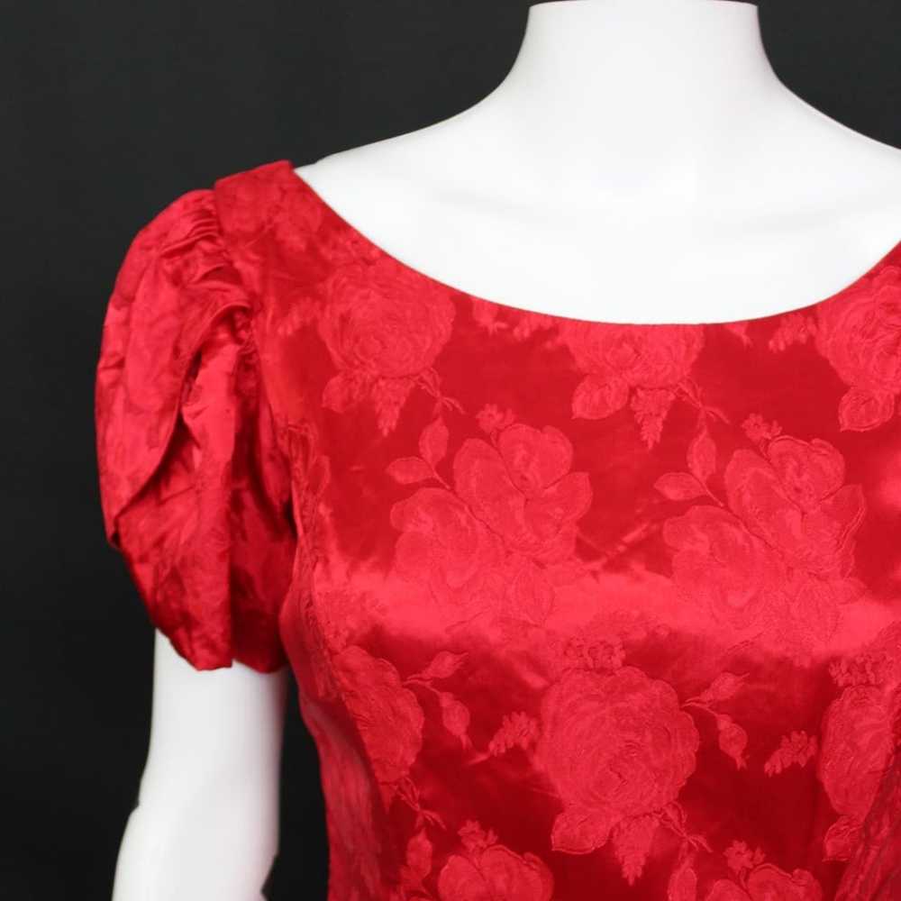 1980s red rose dress - image 3