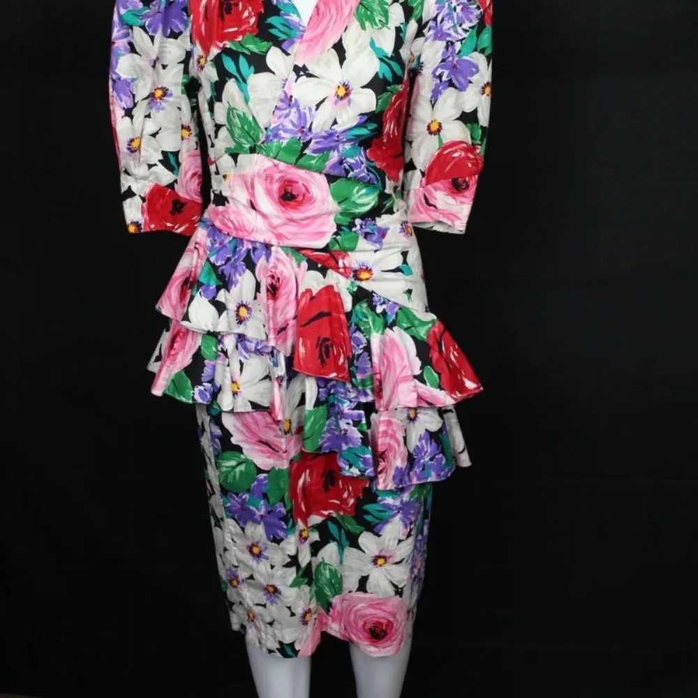 1980s Floral Dress - image 1